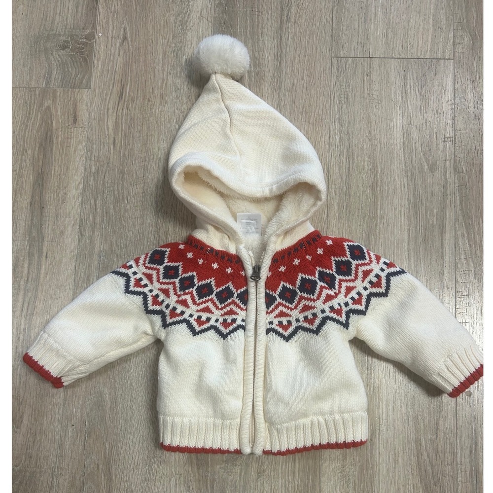HANNA ANDERSSON YULETIDE FAIRISLE ZIP GNOME SWEATER JACKET  60 3-6M‎ MSRP$72